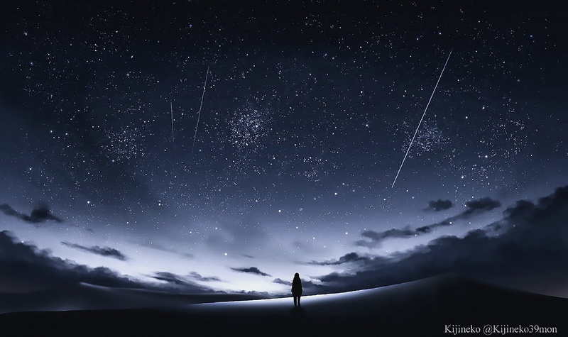 1080P, Night, Cloud, Anime, Comet, Stars, Sky, Original