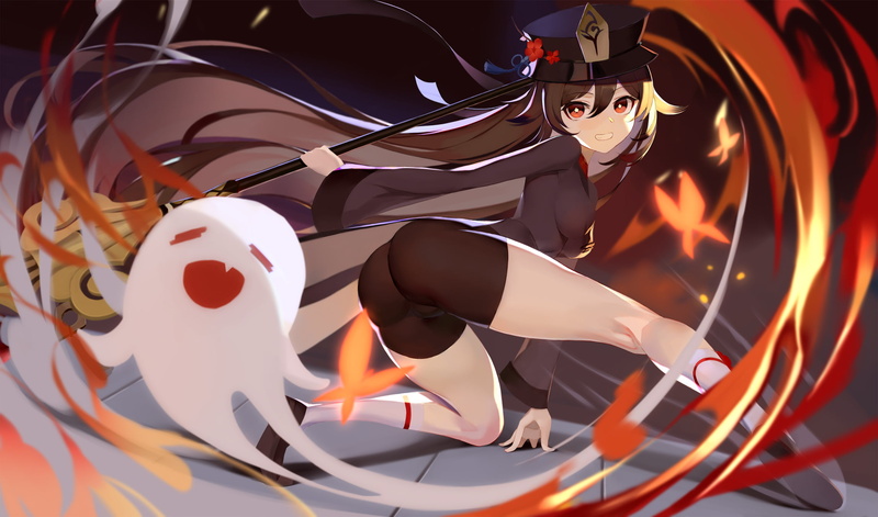 hu tao, OCARINO, Hu Tao (Genshin Impact), ghost, anime, Genshin Impact, 1080P, anime girls