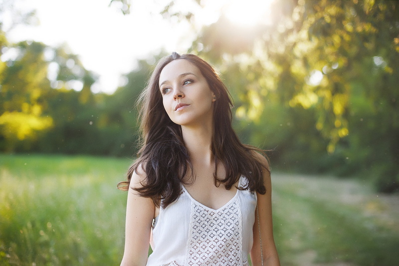 long hair, young women, outdoors, beauty, brown hair, one person, plant, women, waist up, Lorenza Cani, sunlight, young adult, looking, adolescence, Lorenza