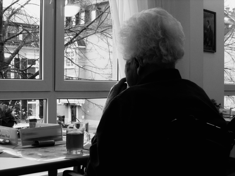 spirit, constant, sitting, white hair, near, fear, need of care, grayscale, dementia, alzheimers, confused, waist up, calcification, leisure activity, window