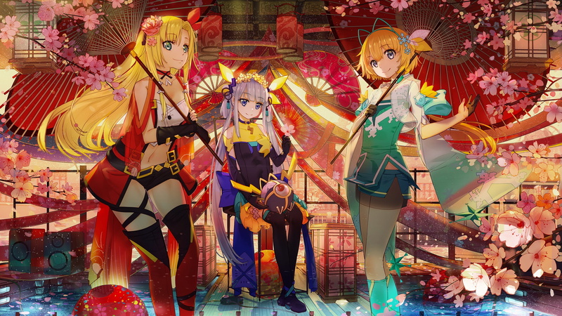 1080P, trio, anime, girls