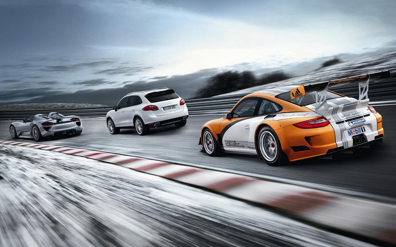 trio, porsche, cars, 1080P