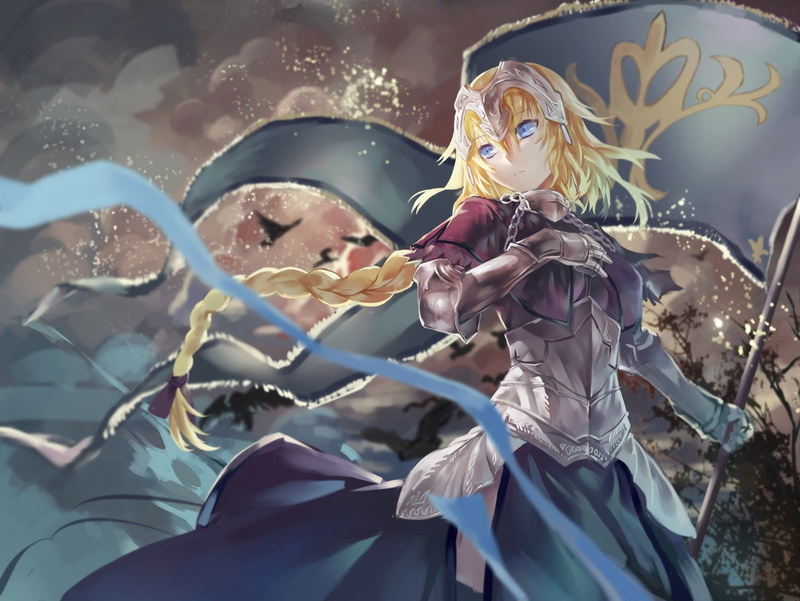 plant, costume, Ruler (Fate/Grand Order), Fate Series, anime, outdoors, fantasy art, art and craft, close-up, creativity, animal wildlife, leaf, Jeanne dArc