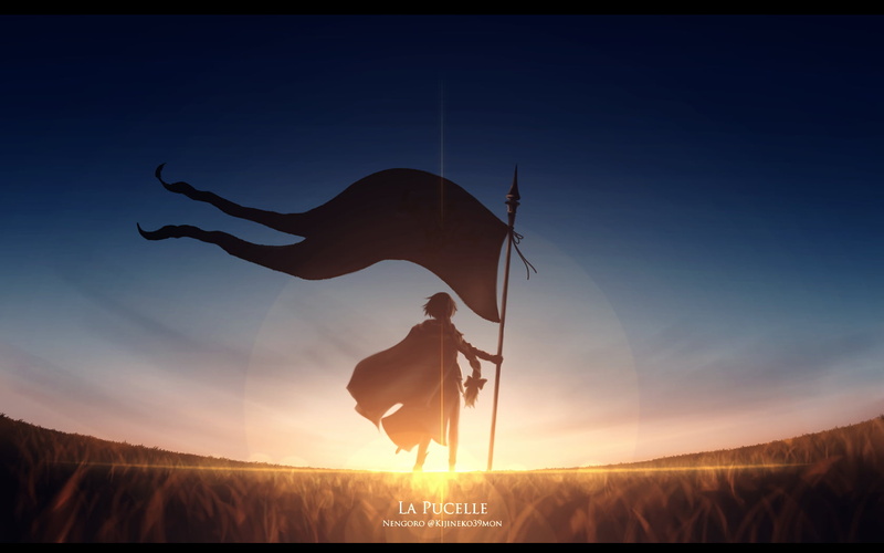 long hair, horizon, fan art, anime girls, sunset, FGO, Fate Series, Jeanne dArc (Fate), 720P, 2D, blond hair, Fate/Apocrypha, Ruler (Fate/Apocrypha)