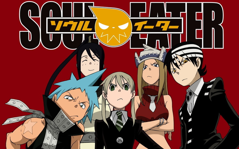 BlackStar, Death The Kid, Soul Evans, anime girls, Elizabeth Thompson, Maka Albarn, Soul Eater, 1080P, anime boys, red background