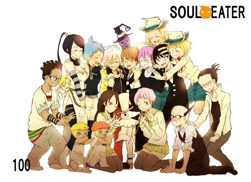 Maka Albarn, Patricia Thompson, men, studio shot, Crona, group of people, Blair, people, art and craft, text, male likeness, anime boys, Soul Eater, Death The Kid