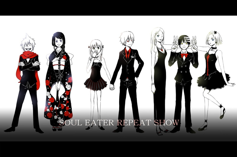 Soul Eater, skeleton, anime boys, Elizabeth Thompson, arrangement, Maka Albarn, human skeleton, large group of objects, studio shot, in a row, side by side