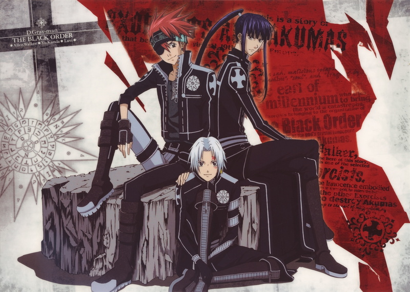 group of people, yuu kanda, front view, portrait, d.gray man, standing, men, male likeness, allen walker, lifestyles, day, adult, real people, architecture