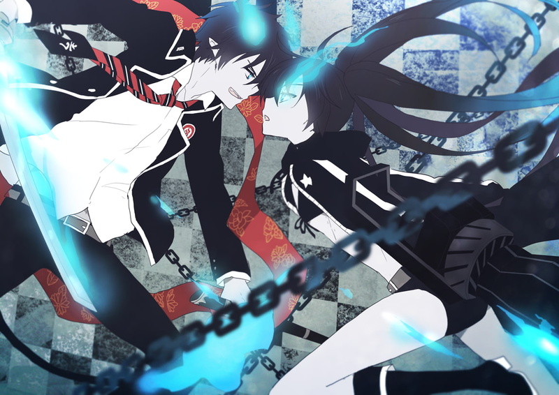 Blue Exorcist, indoors, multi colored, no people, high angle view, human representation, creativity, anime, sunlight, representation, Black Rock Shooter