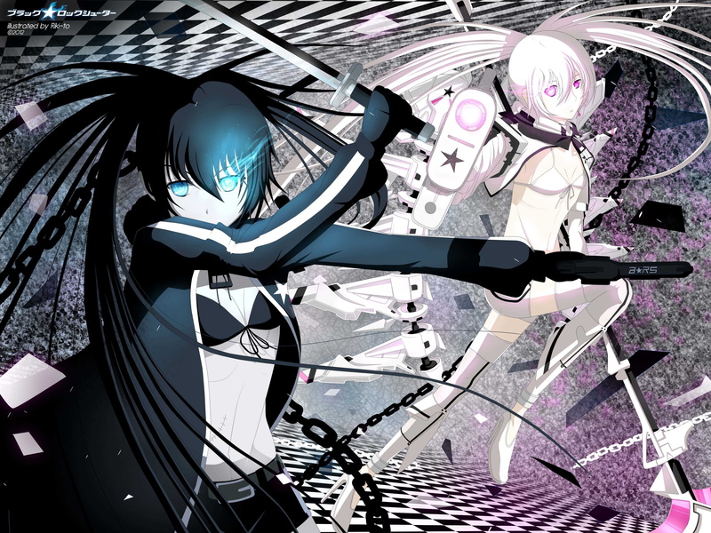 Black Rock Shooter, 4K, Strength (Black Rock Shooter), anime girls, White Rock Shooter, anime