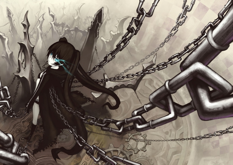 high angle view, Kuroi Mato, wall - building feature, connection, 1080P, anime girls, anime, technology, indoors, strength, pattern, metal, still life