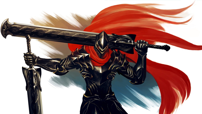 4K, hero, anime, Ainz Ooal Gown, Overlord (anime), sword, fan art, knight, digital art, Black knight