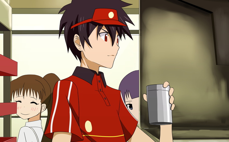 Popura Taneshima, Sadao Maou, Hataraku Maou-sama!, Working!!, Crossover, Anime, 1080P, Aoi Yamada