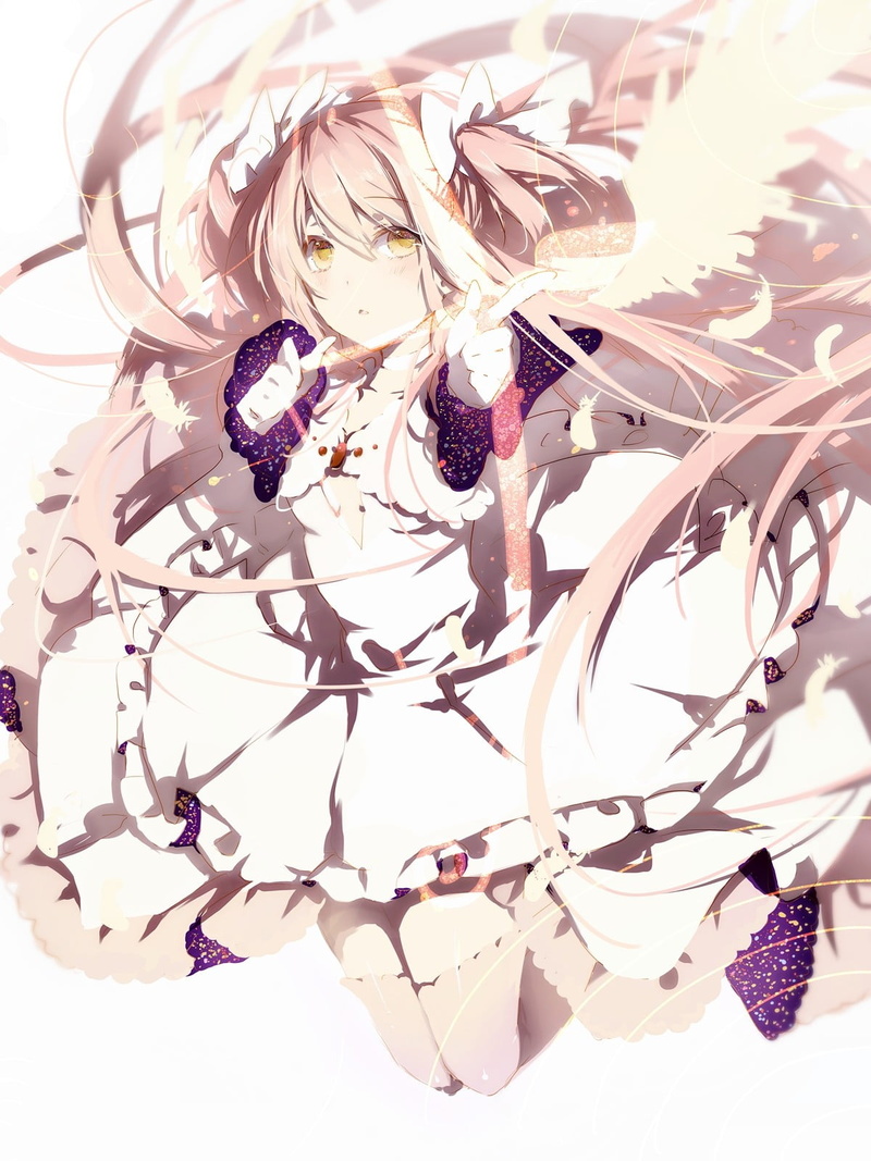 art and craft, white color, anime girls, Mahou Shoujo Madoka Magica, animal themes, 720P, fragility, decoration, day, flower, freshness, backgrounds, flowering plant