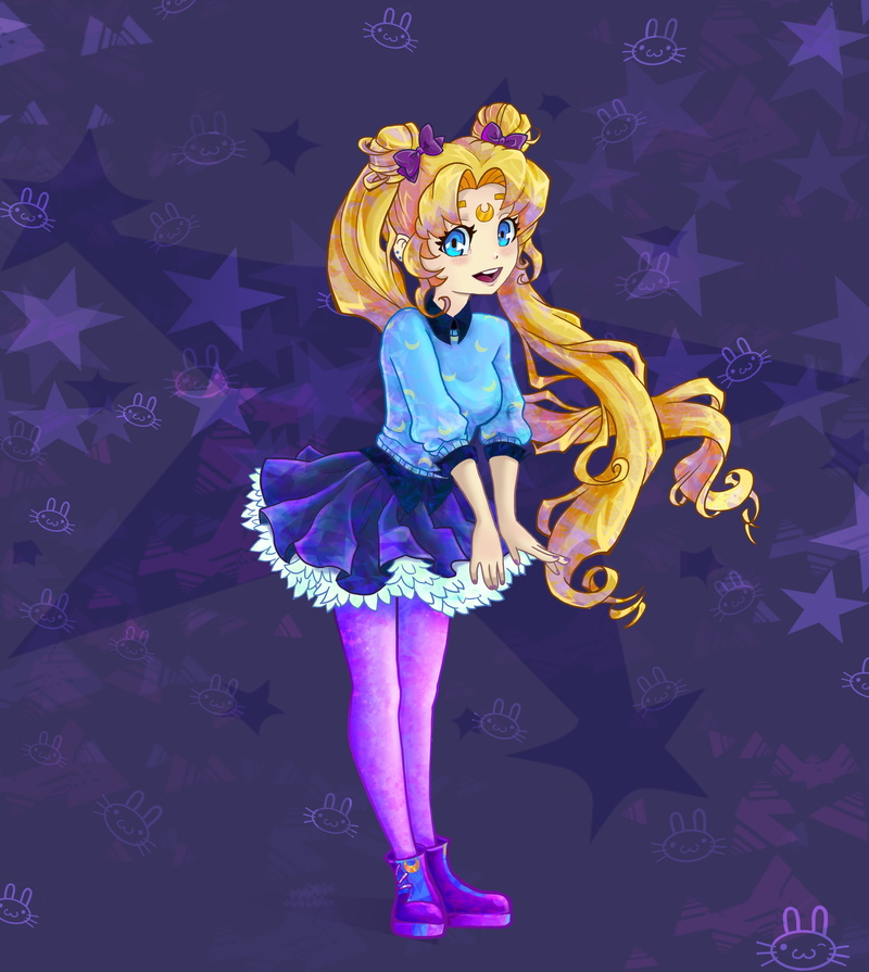 art and craft, Bishoujon Senshi, representation, tights, standing, 4K, clothing, blue, digital composite, purple, fashion, multi colored, Sailor Moon