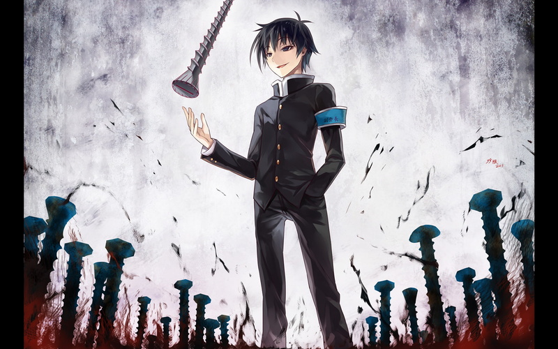 green, kumagawa, blood, tear, hair, black, seifuku, 1080P, eyes, medaka, male, misogi, short, box