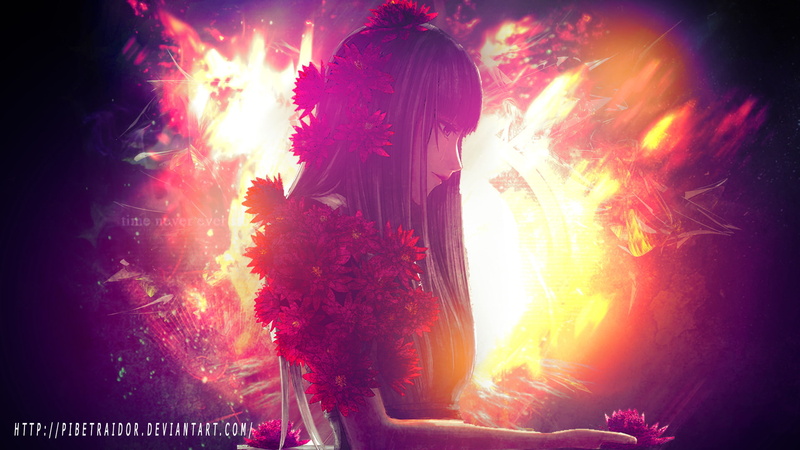 Long Hair, Chiyuki (Death Parade), Death Parade, Black Hair, Anime, Dress, Flower, 1080P