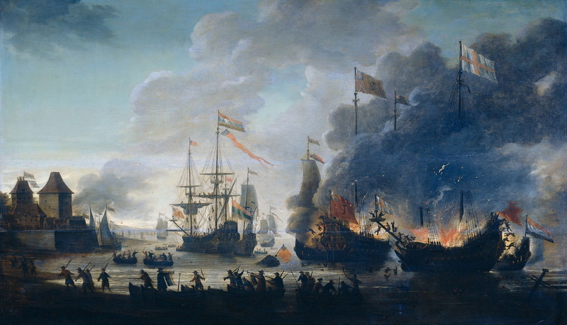 1080P, sail, Jan van Leiden, sea, oil, picture, battle, The Dutch Harness English Ships