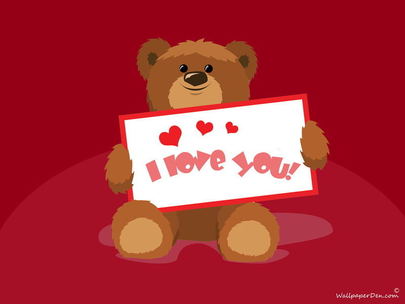 480P, feelings, bear, art design, art, background, red, heart, design, i love you, love, red background, romance, cute