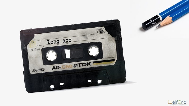 no people, listening, still life, analog, indoors, music, old, studio shot, pencils, tape, cut out, clock, 1080P, white background, retro styled, time