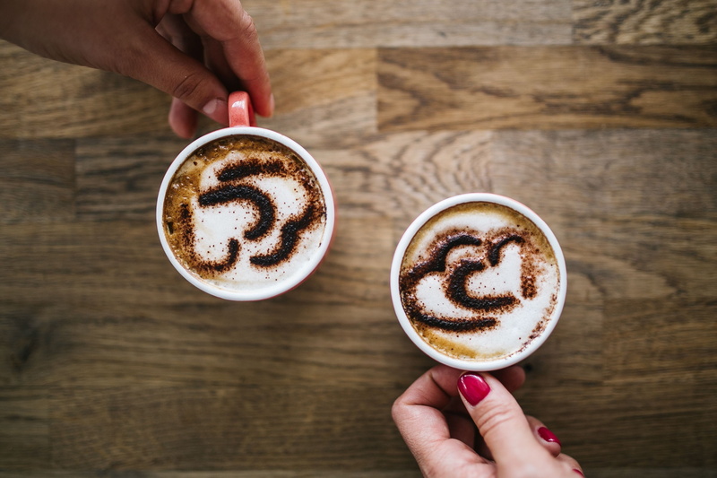 cappuccino, hot drink, brown, cup, late, human body part, finger, sugar, Cup of coffee, lifestyles, real people, holding, human Hand, one person, body part
