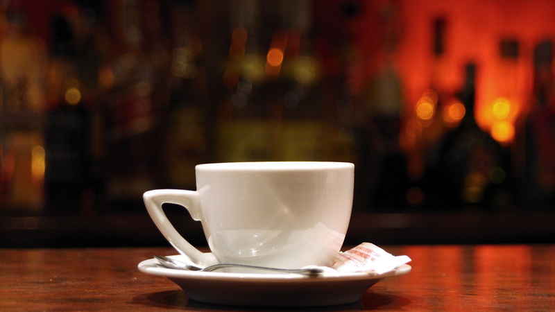 indoors, bar counter, coffee shop, container, mixed drink, hot drink, sugar, spoon, sweet, plate, teacup, liquid, coffee - drink, gourmet, caffeine, wood - material