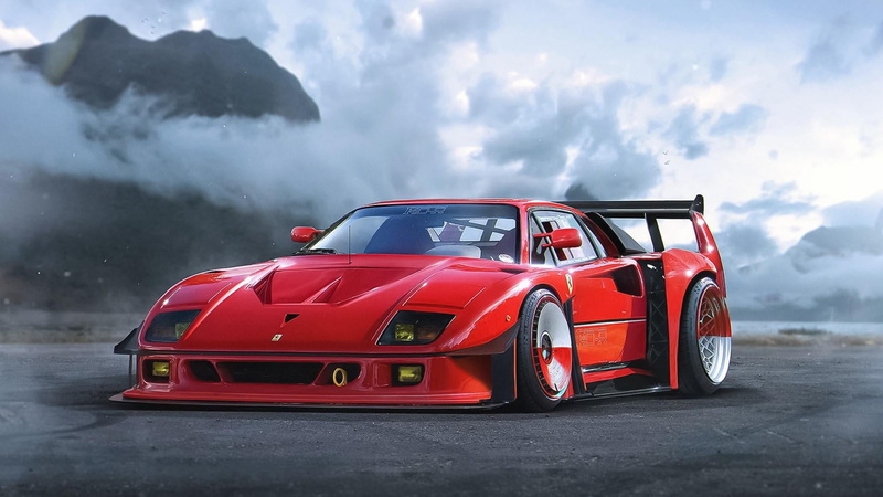 auto racing, motor vehicle, luxury vehicle, luxury, motion, ferraris, cloud - sky, ferrari f40, race car, red, 1080P, sports race, mode of transportation