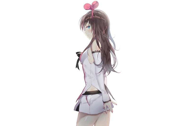 adult, women, young women, Kizuna AI, Anime, portrait, young adult, beautiful woman, beauty, one person, white background, hairstyle, studio shot, standing