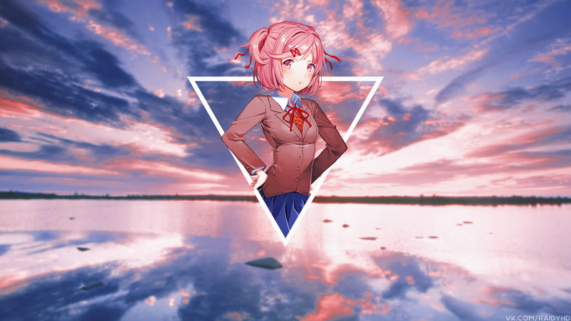 sea, women, cloud - sky, looking at camera, females, hair, water, nature, full length, sky, Doki Doki Literature Club, mouth open, anime, childhood, portrait