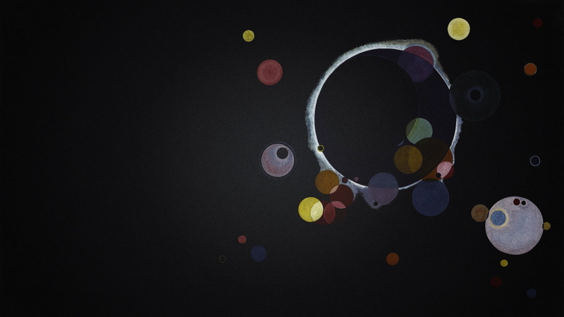 motion, abstract, black background, indoors, Wassily Kandinsky, education, research, untitled, avant garde, creativity, studio shot, multi colored, circle