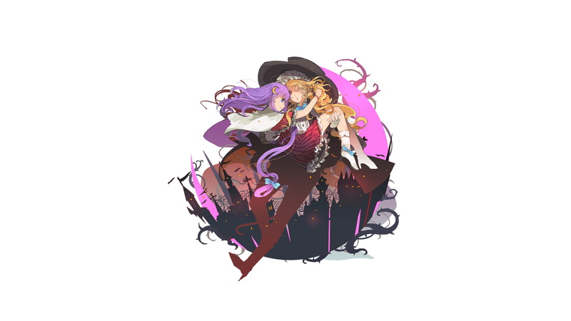 art and craft, Touhou, white background, studio shot, Kirisame Marisa, Halloween, bats, video games, excess, chocolate, still life, cut out, choice, large group of objects