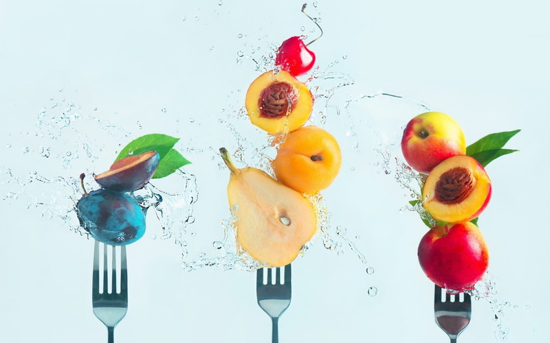 fruit, food, fork, 1080P, water