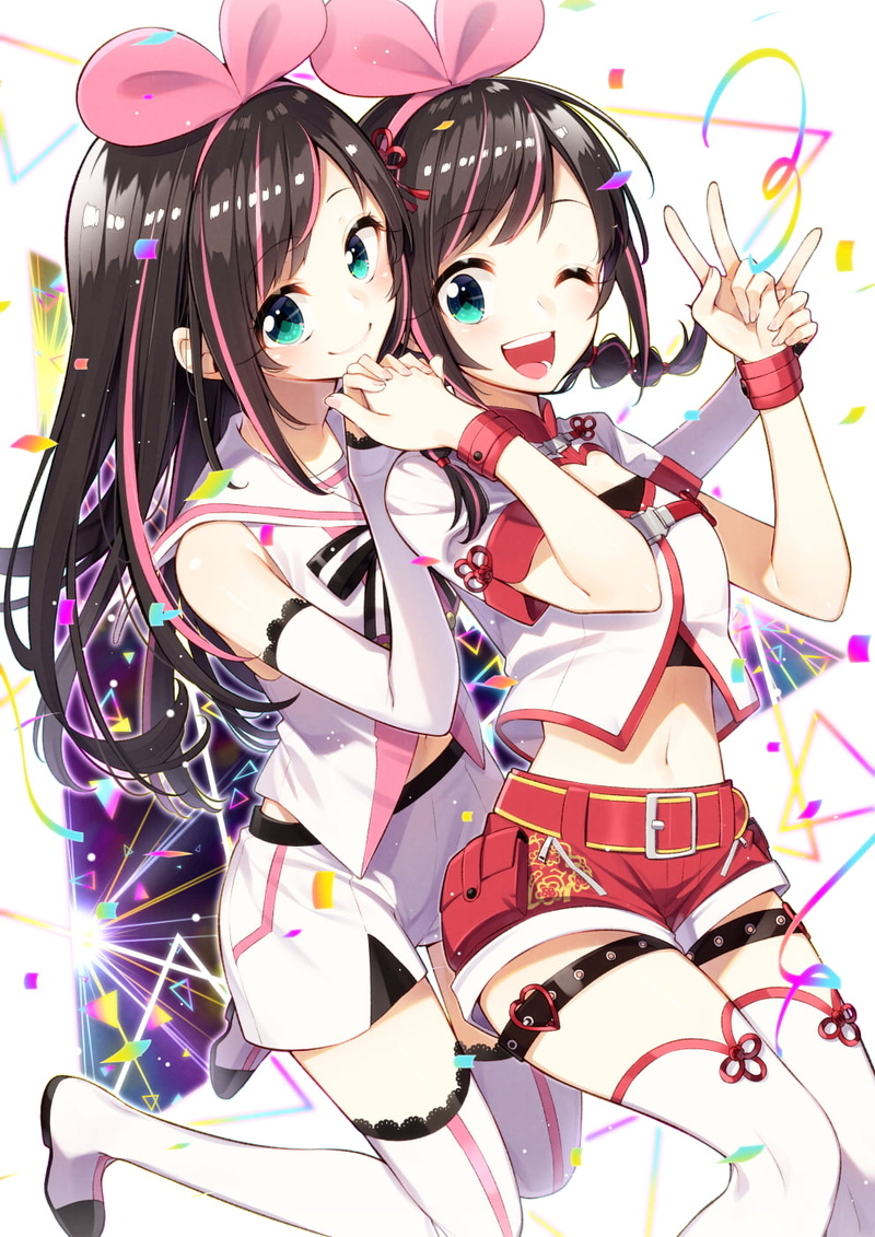 brunette, anime, Kizuna Ai, vertical, short pants, open mouth, boots, blue eyes, anime girls, 720P, short shorts, short hair, Virtual Youtuber, long hair