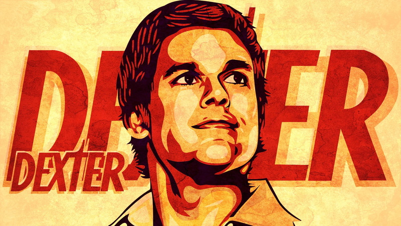 human representation, day, indoors, male likeness, portrait, western script, yellow, poster, real people, text, Dexter Morgan, close-up, one person, 1080P