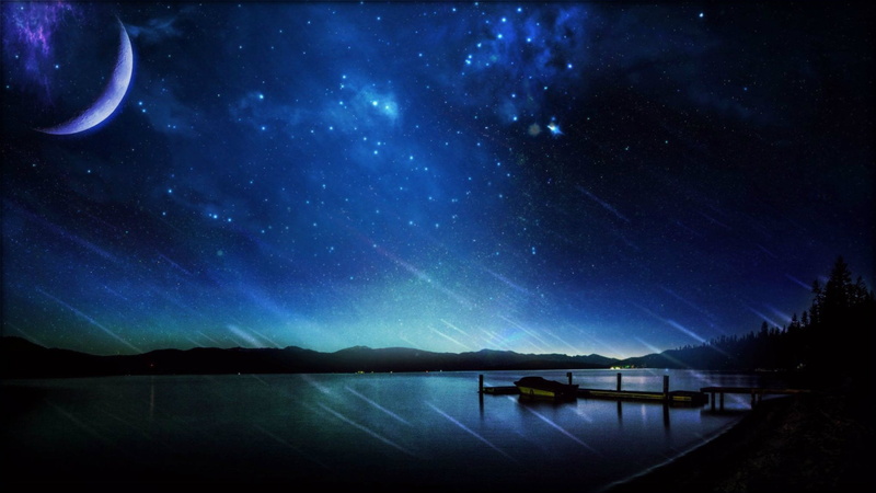no people, boat, star, Moon, near, star field, crescent, galaxy, transportation, mode of transportation, landscape, beauty in nature, star - space