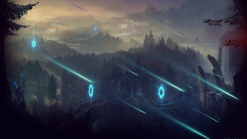 meteors, scenics - nature, no people, built structure, fog, building, 1080P, cloud - sky, tree, nature, architecture, Summoners Rift, sky, digital composite