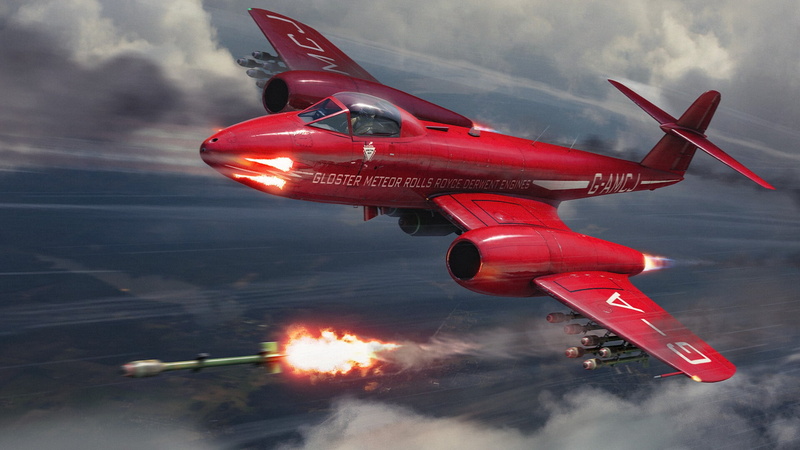 The game, Rocket, The Gloster Meteor, Gloster Meteor, Olive, Meteor F.Mk.8 Reaper, BBC, Flight, War machine, Transport and Vehicles, Art, The plane, Red