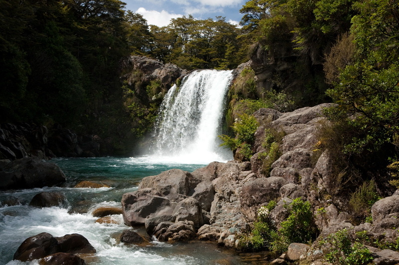 waterfalls, river, hillside, 1080P, waterfall, stones, New Zealand, rocks, forest