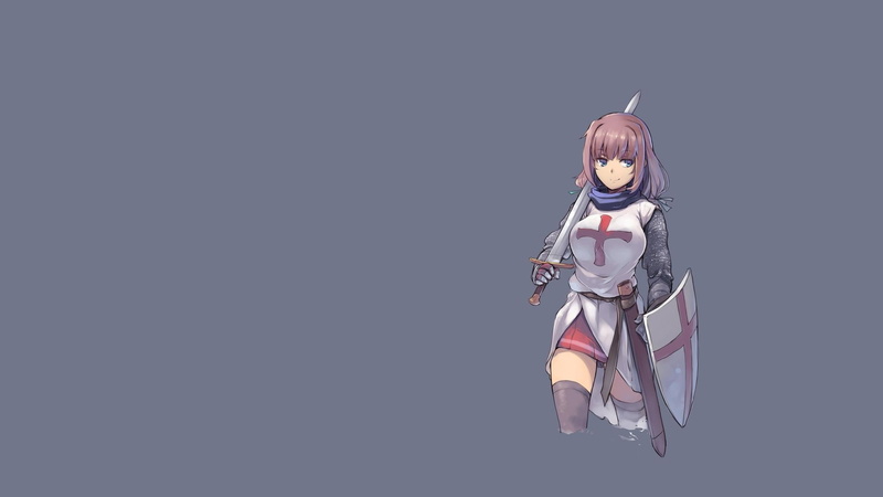 anime, 1080P, shield, anime girls, 1920x1080, nightmaremk 2, nightmaremk, girls, knight, armor