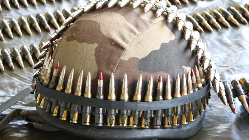 weapons, bullets, photography, military, cartridge, brass, belts, soldier, helmet, camo, 1080P, ammo, guns, warrior, ammunition