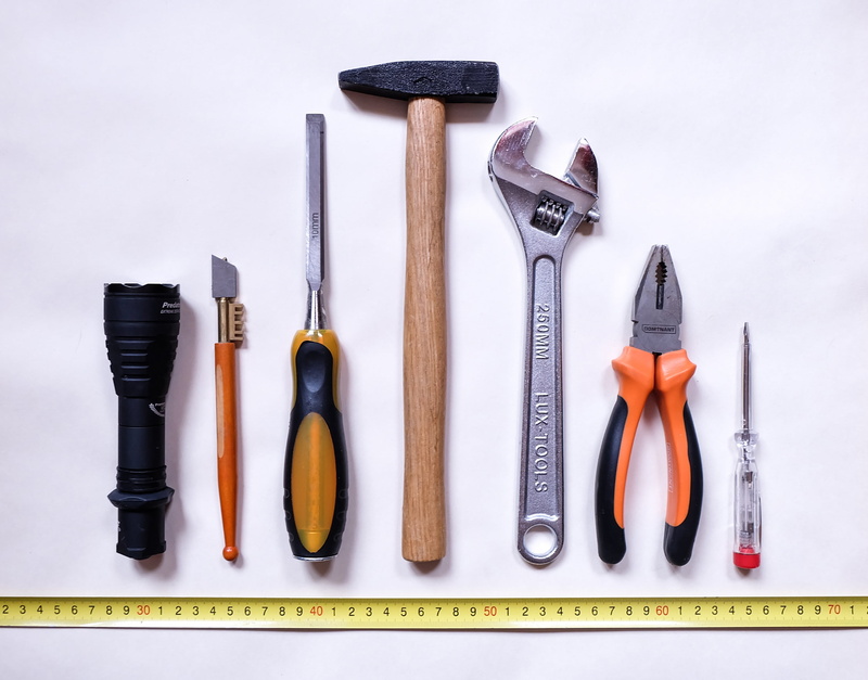 flashlight, work, screwdriver, preparation, measuring, pliers, repairing, handheld, background, choice, studio shot, order, roulette, no people, occupation