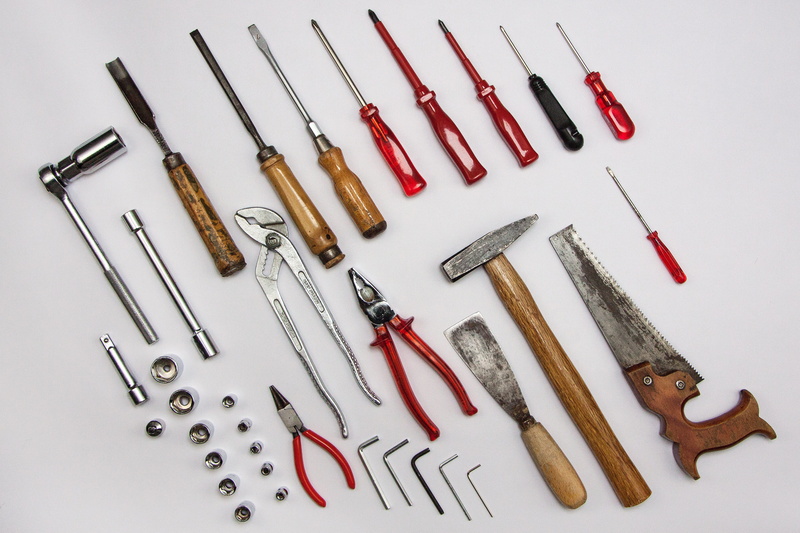 metal, devices, hand tool, assorted, construction Industry, saw, hand held, spatula, studio shot, close-up, equipment, set, lot, cross wrench, home Improvement