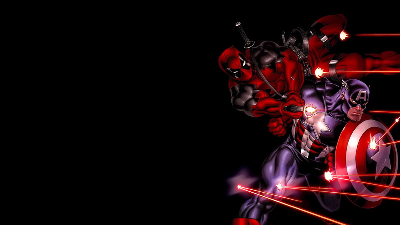 captain, cartoon/comic, deadpool, black, hd, 1080P, america