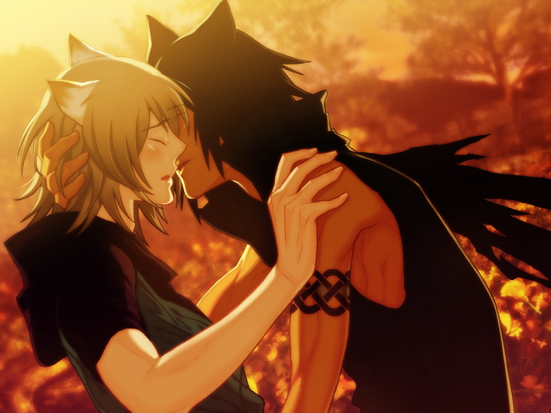 nekomimi, yaoi, boys, 1080P, ears, cat, anime, kissing