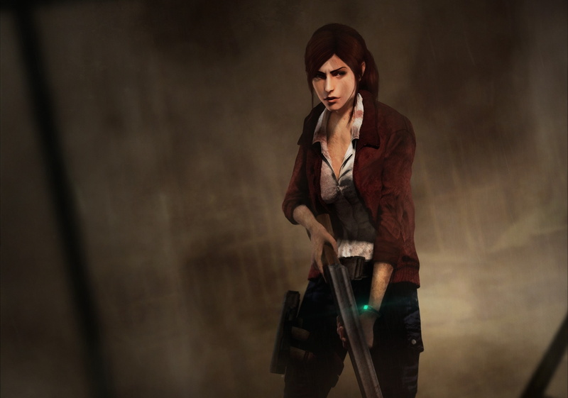 weapon, Weapons, hairstyle, young women, indoors, holding, waist up, Revelations 2, long hair, hair, contemplation, sport, Claire redfield, one person