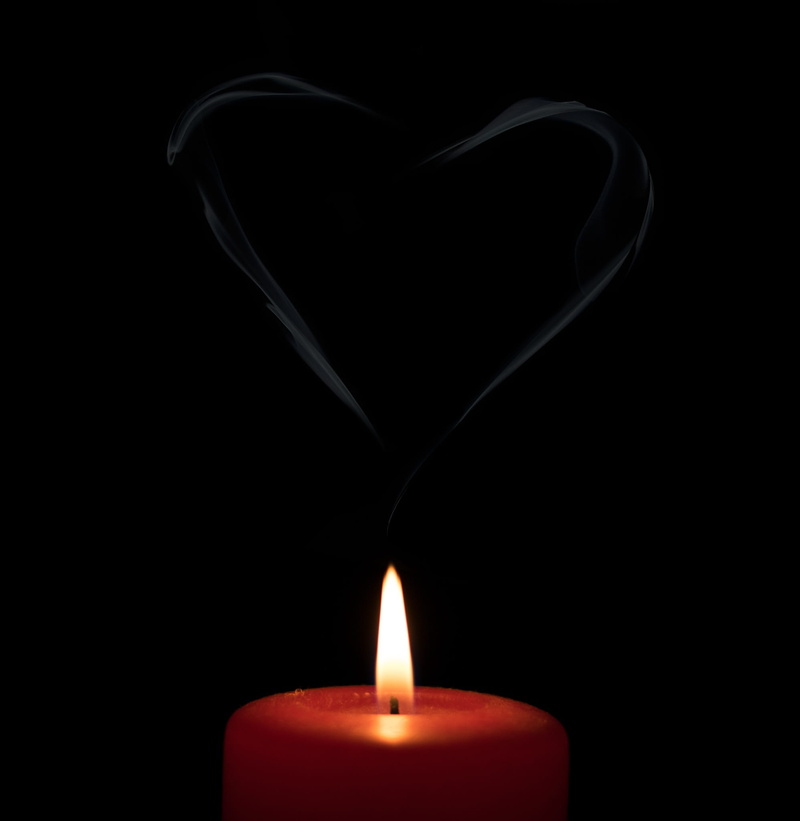 Smoke, studio shot, february, dark, holiday, bright, copy space, celebration, candlelight, shape, romance, romantic, light, no people, red, heart shape