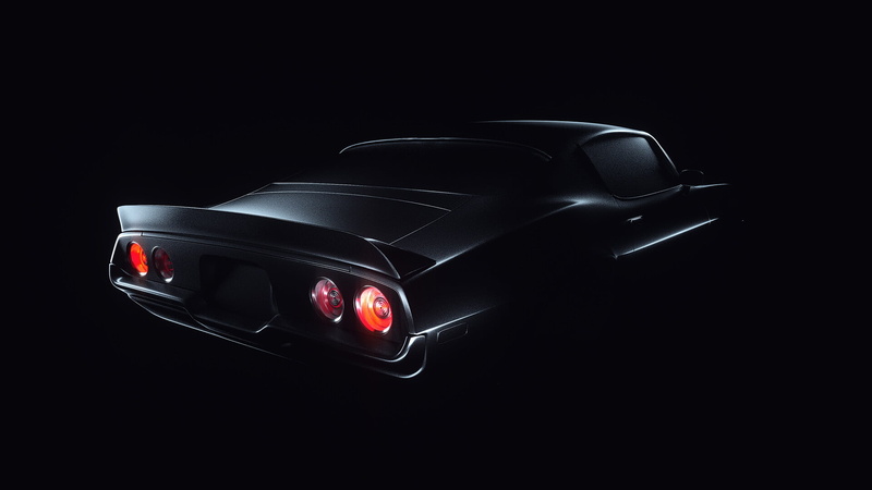Chevrolet Camaro, 1080P, digital art, lights, black, lines, shadow, Camaro, flashlight, black background, car