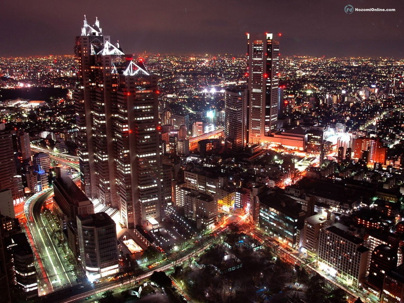 architecture, skyline, spire, skyscraper, lights, sky, tower, built structure, financial district, office building exterior, city, nighttime, illuminated
