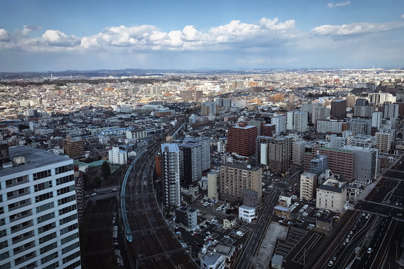 financial district, building exterior, cloud - sky, tall - high, residential district, cityscape, day, sendai, landscape, aer observation terrace, architecture