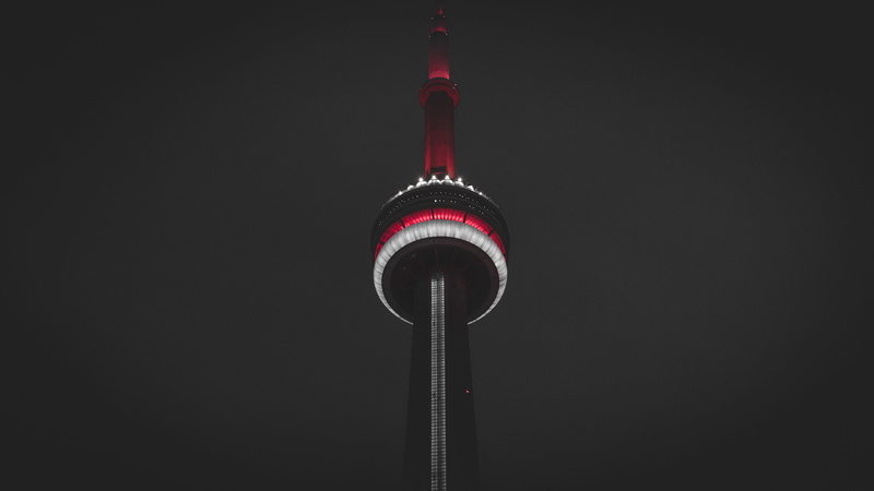 cut out, illuminated, building, travel destinations, observation, spire, street, technology, white, grey, building exterior, ontario, 5K, cn tower, global communications